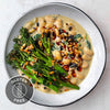 Rich & Creamy Cacio E Pepe Butterbeans With Tenderstem Broccoli & Smoky Chipotle Toasted Sunflower Seeds