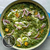 Super Green Saag Daal With Crispy Curry Spiced Tofu, Coconut Yoghurt, Pink Pickled Onion & Basmati Rice