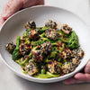 Super Green Udon Noodles With Tenderstem Broccoli, Crispy Sesame Crusted Tofu & Rayu Chilli Drizzle